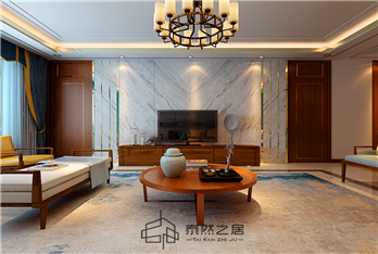 银川宝湖天下184㎡装修效果图|新中式风格
