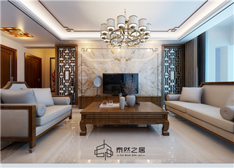 银川亲水人家155㎡装修效果图|新中式风格