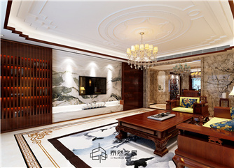 银川中海央墅260㎡别墅装修效果图|古典中式风格